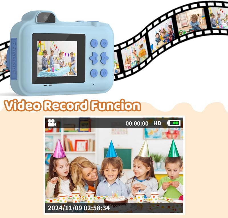 MISIRUN Kids Camera Instant Print, Christmas Birthday Gifts Toys for Girls Boys Age 4 5 6 7 8 9 10 11 12 Years Old,1080P HD Dual Lens Selfie Digital Camera with 5 Rolls Print Paper Stickers Pens 32G Card - Image 5